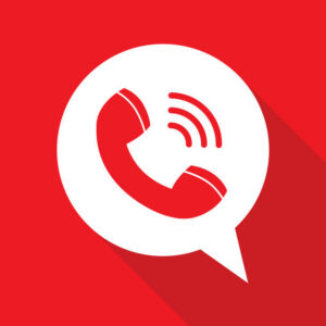 istockphoto-1219230801-612x612 Vector illustration of a red telephone receiver in a white speech bubble on a red background.