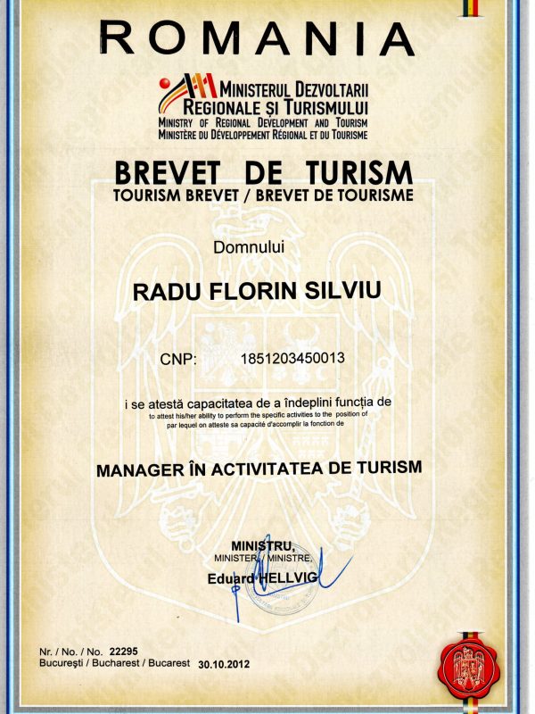 brevet manager in turism