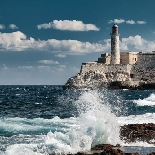 Lighthouse of El Morro castle at the entrance of Havana bay, Cuba